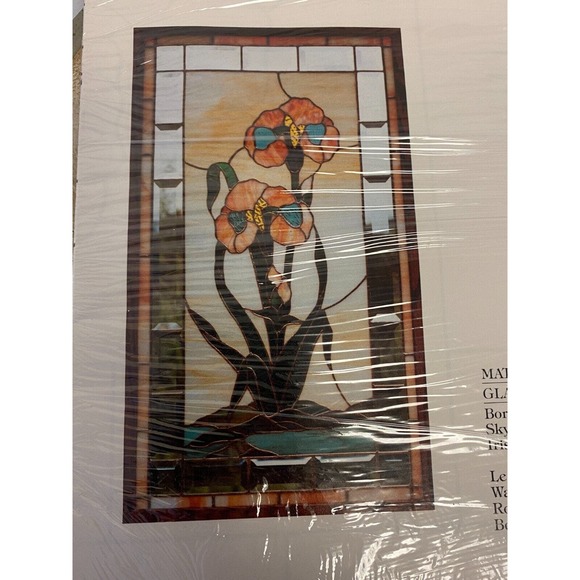 Vintage Judy Miller Publication Iris Floral Stained Glass Pattern 18"x32" HT-22 - Picture 2 of 6